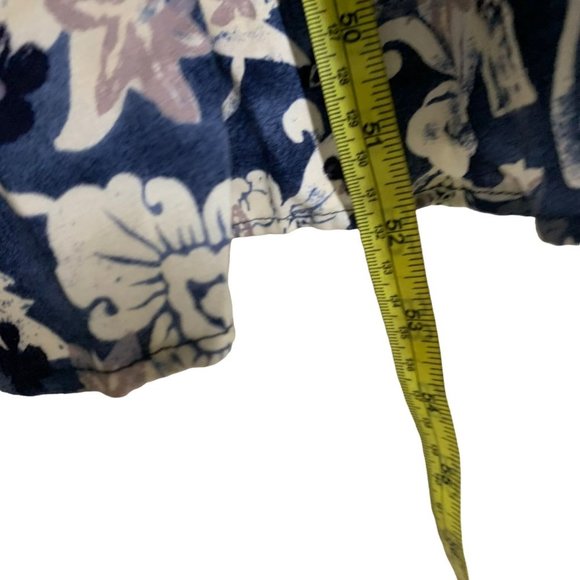 Vintage 90s Blue White Sleeveless Flora Collared Button Up Full Length Dress Lar - Picture 9 of 9